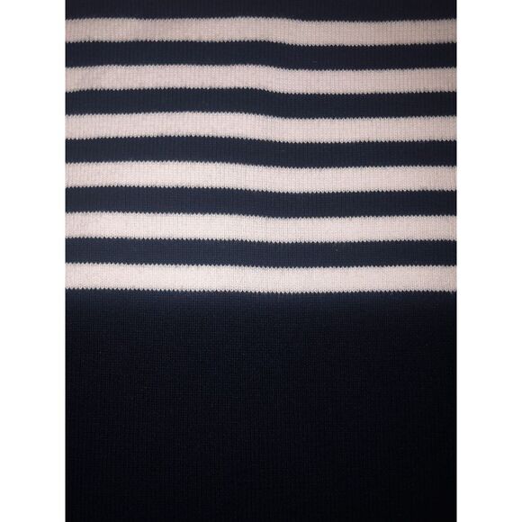Vittadini Sport Navy White Oversized Striped Knit‎ Crop Top Cotton Nautical M - Picture 7 of 8